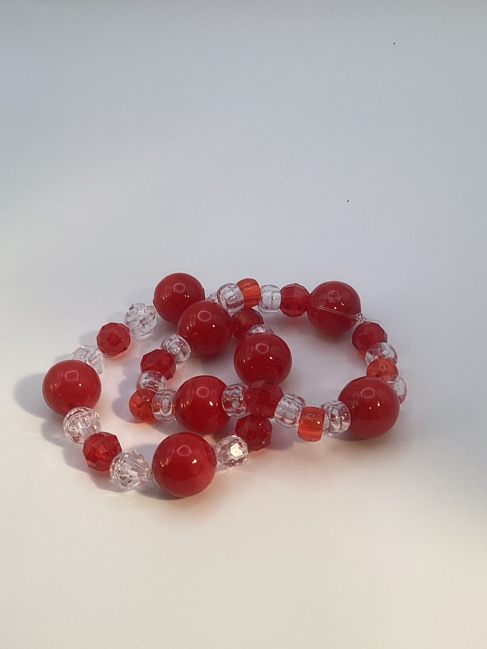 Red Beaded Stretch Bracelet Set - Women Jewelry
